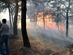 Antalya'da antik tiyatro yakınında yangın